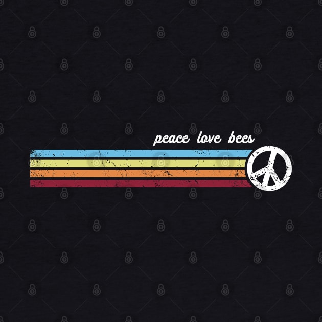 Retro Stripes Peace Love Bees by Jitterfly